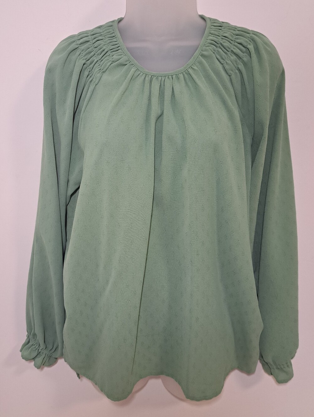 Jessica Simpson Sage Green Smocked Yoke Blouse
